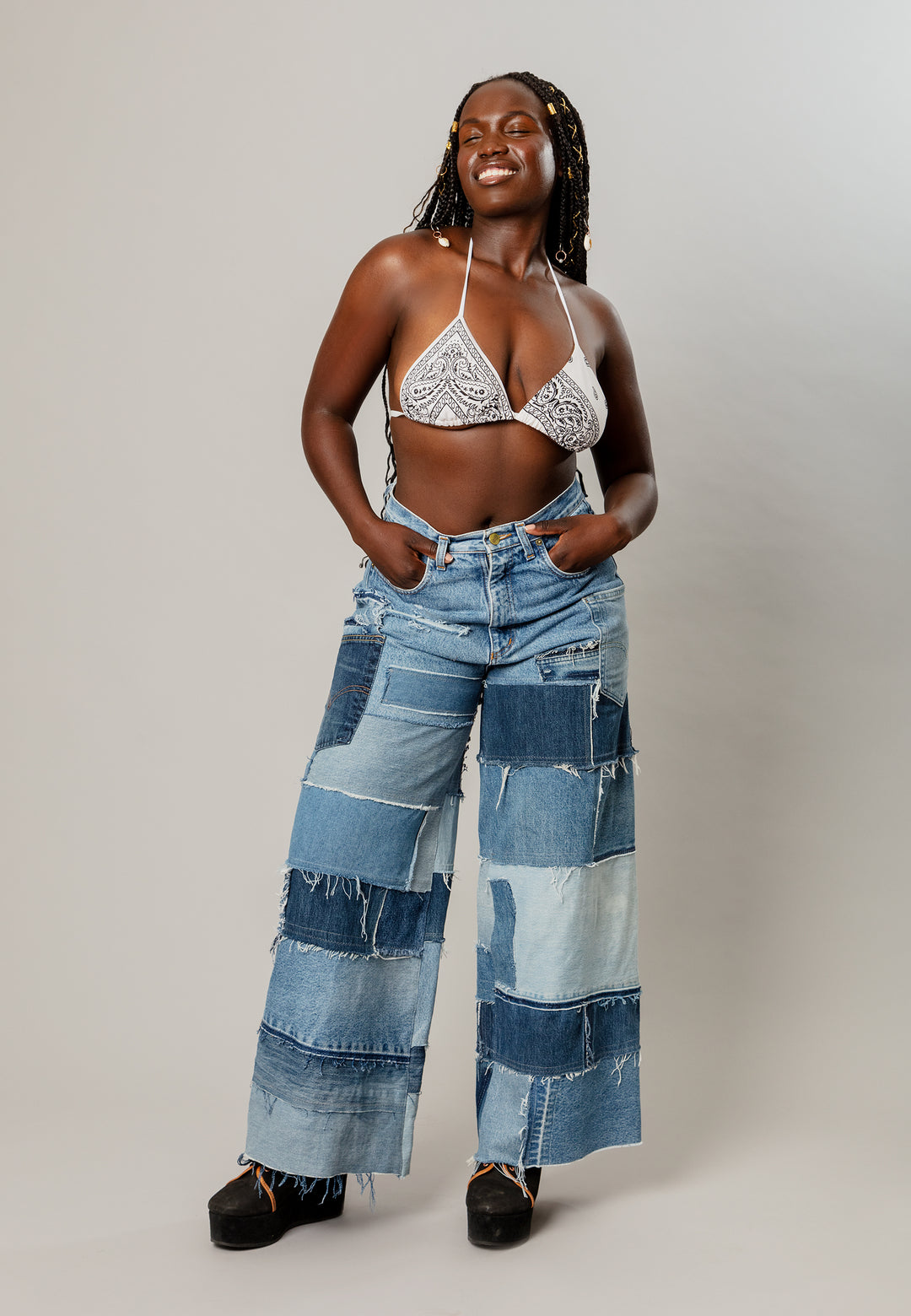 Nova Upcycled Patchwork Jeans Customized – MAHLA