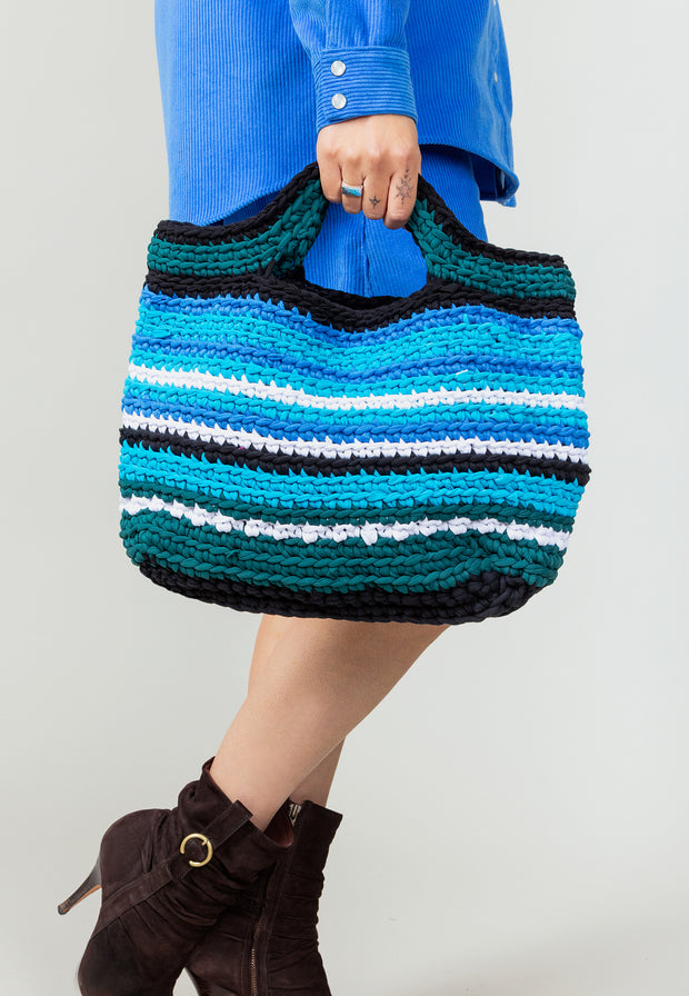 Aina Crochet Upcycled Crochet Handbag Turquoise/Emerald/Blue